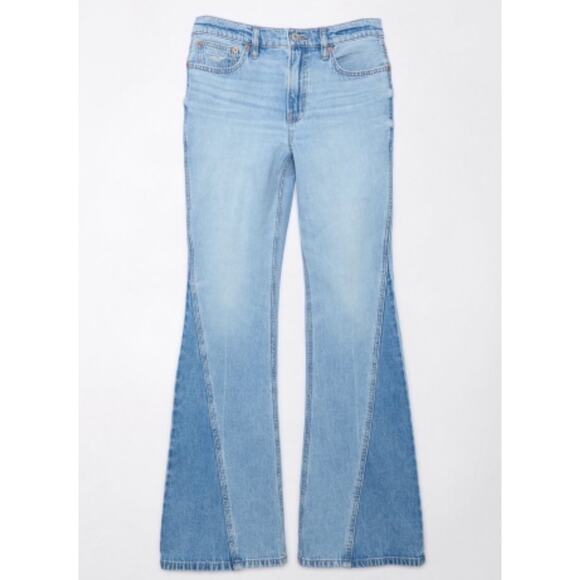 AE Women’s 10 Strigid Low-Rise Baggy Flare Blue Jean western hippie retro denim - Picture 1 of 11